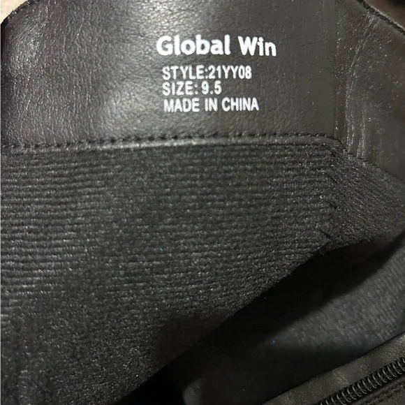 Global Win Black Moto Wide Calf Boots with Buckle Accents - Picture 3 of 9